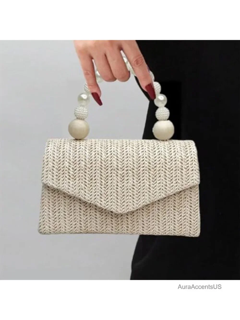 Straw Handwoven Evening Clutch Bag Bridal Wedding Crossbody Purse